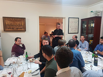 Frassati steak night 2018 with Archbishop Comensoli